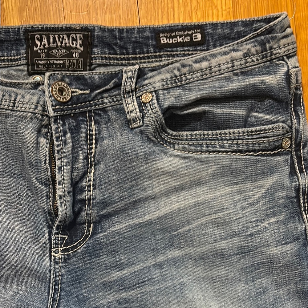 Salvage Blue Straight Jeans Classic Denim Style